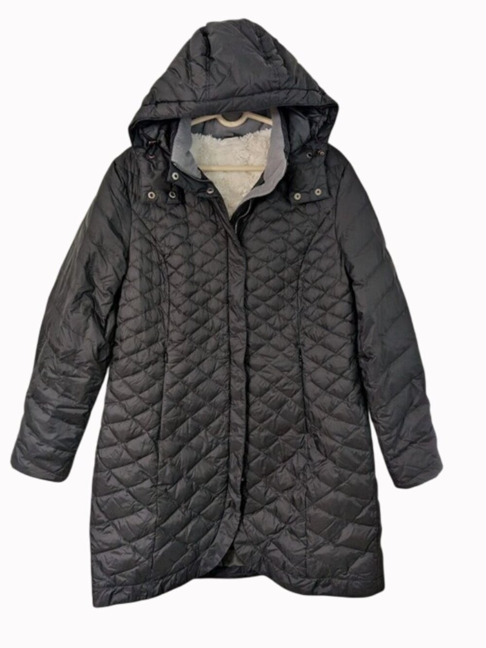 Eddie Bauer Black Quilted Hooded Down Coat XL